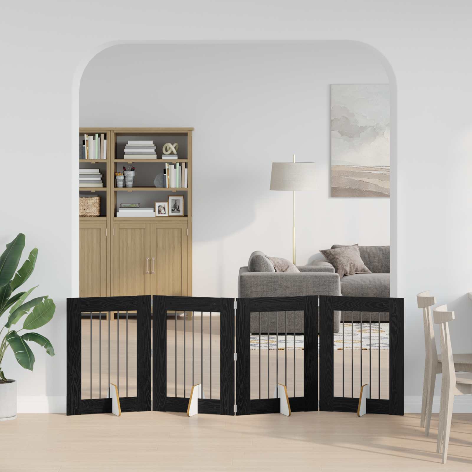 Hondenhekje met standaards 4 pcs Zwart eiken 60 x 80 cm image 3