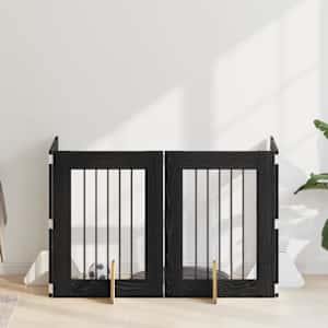 Vrata za pse z stojali 4 pcs Črni hrast 60 x 80 cm