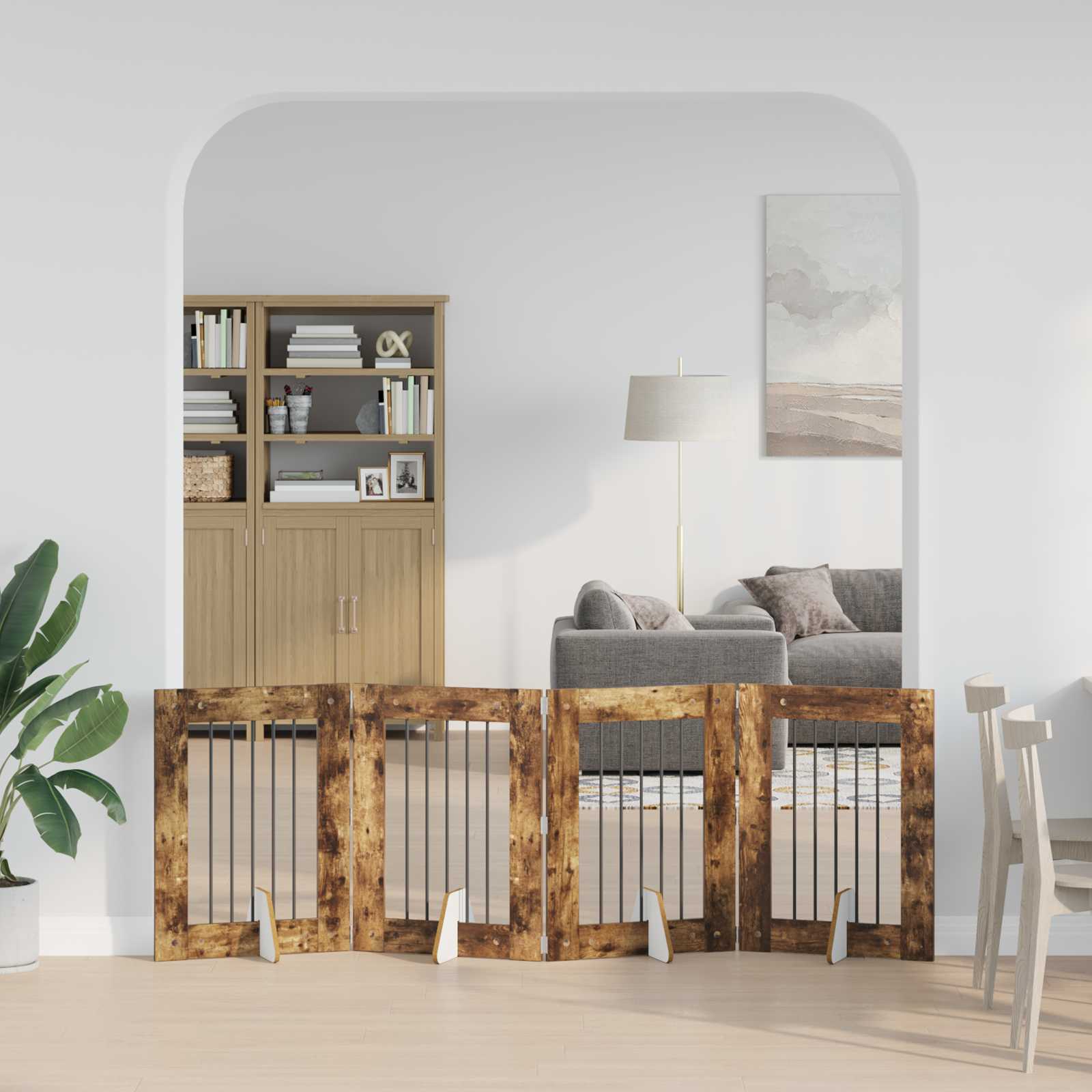 Hondenhekje met standaards 4 pcs Gerookt eiken 60 x 80 cm image 3