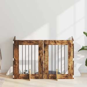 Vrata za pse z stojali 4 pcs Dimljen hrast 60 x 80 cm