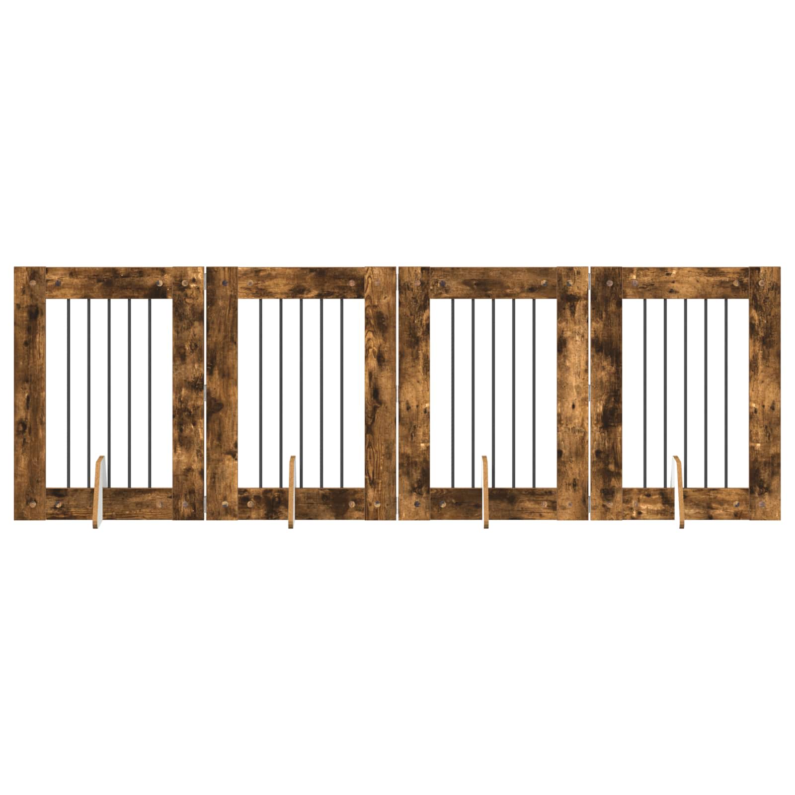 Hondenhekje met standaards 4 pcs Gerookt eiken 60 x 80 cm image 2