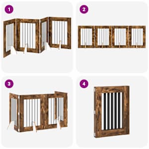 Skládací psí brána se stojany 4 pcs Kouřový dub 241 cm - obrázek 7