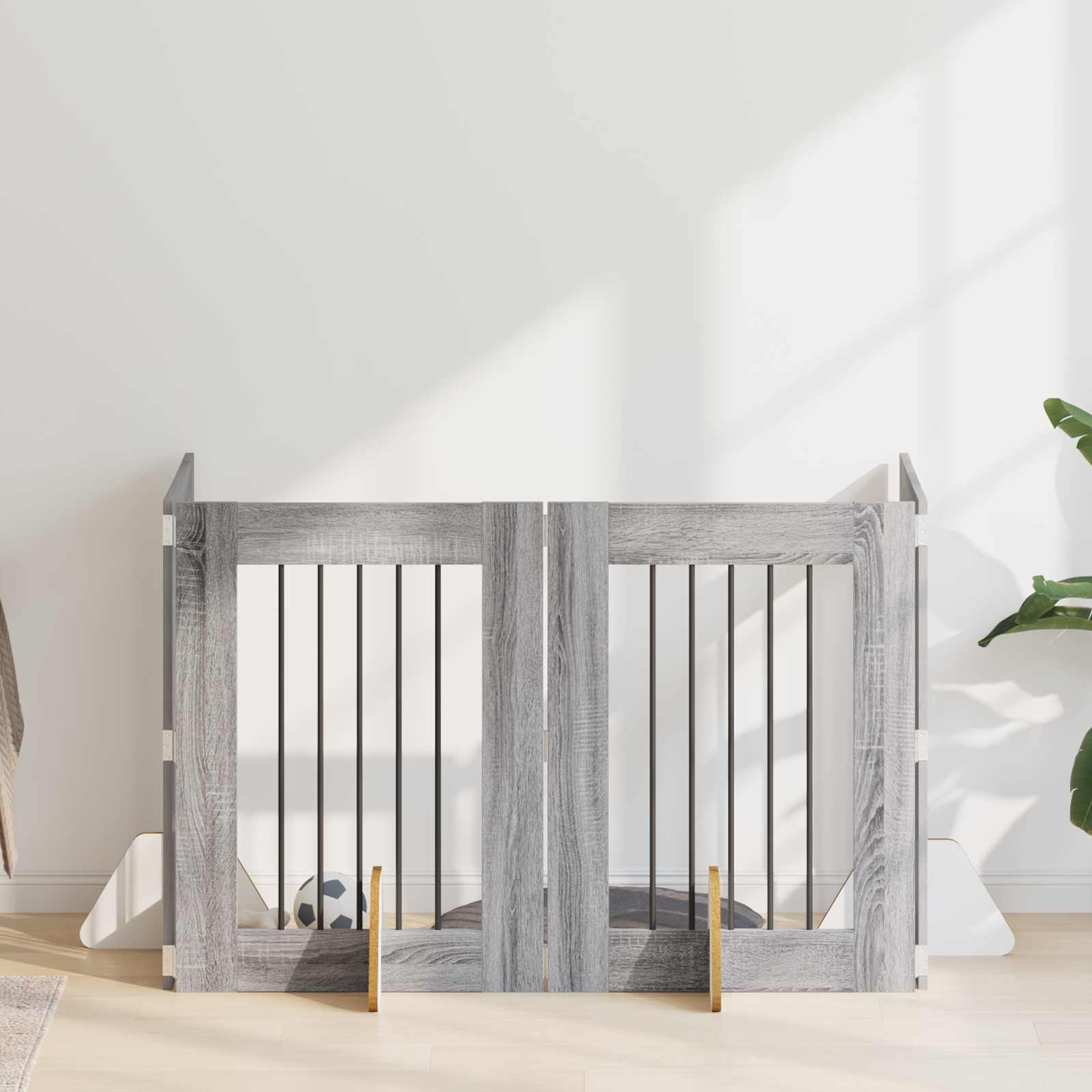 Hondenhekje met standaards 4 pcs Grijs sonoma 60 x 80 cm image 1