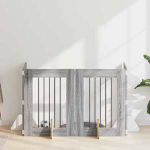 Vrata za pse z stojali 4 pcs Siva Sonoma 60 x 80 cm