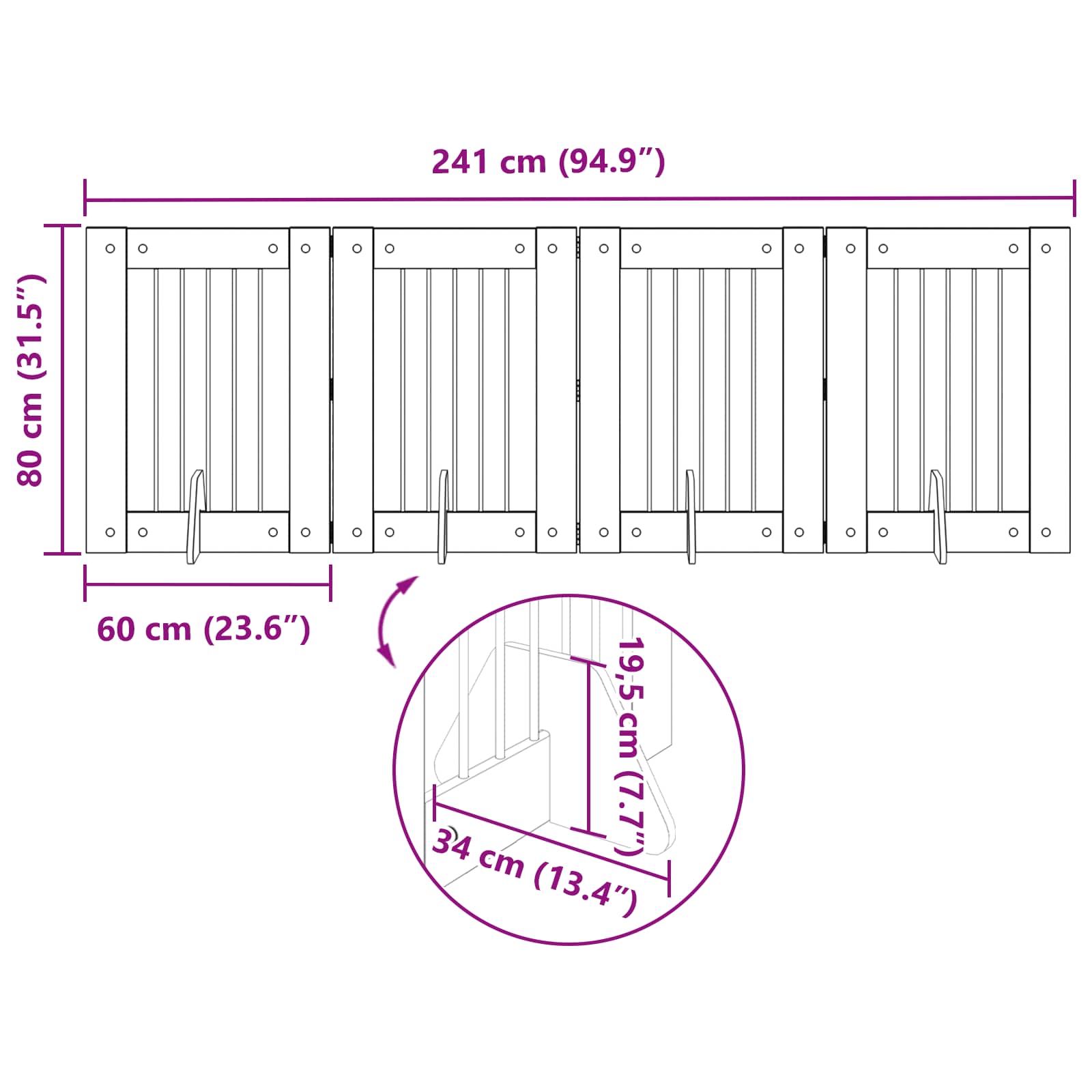 Hondenhekje met standaards 4 pcs Grijs sonoma 60 x 80 cm image 10