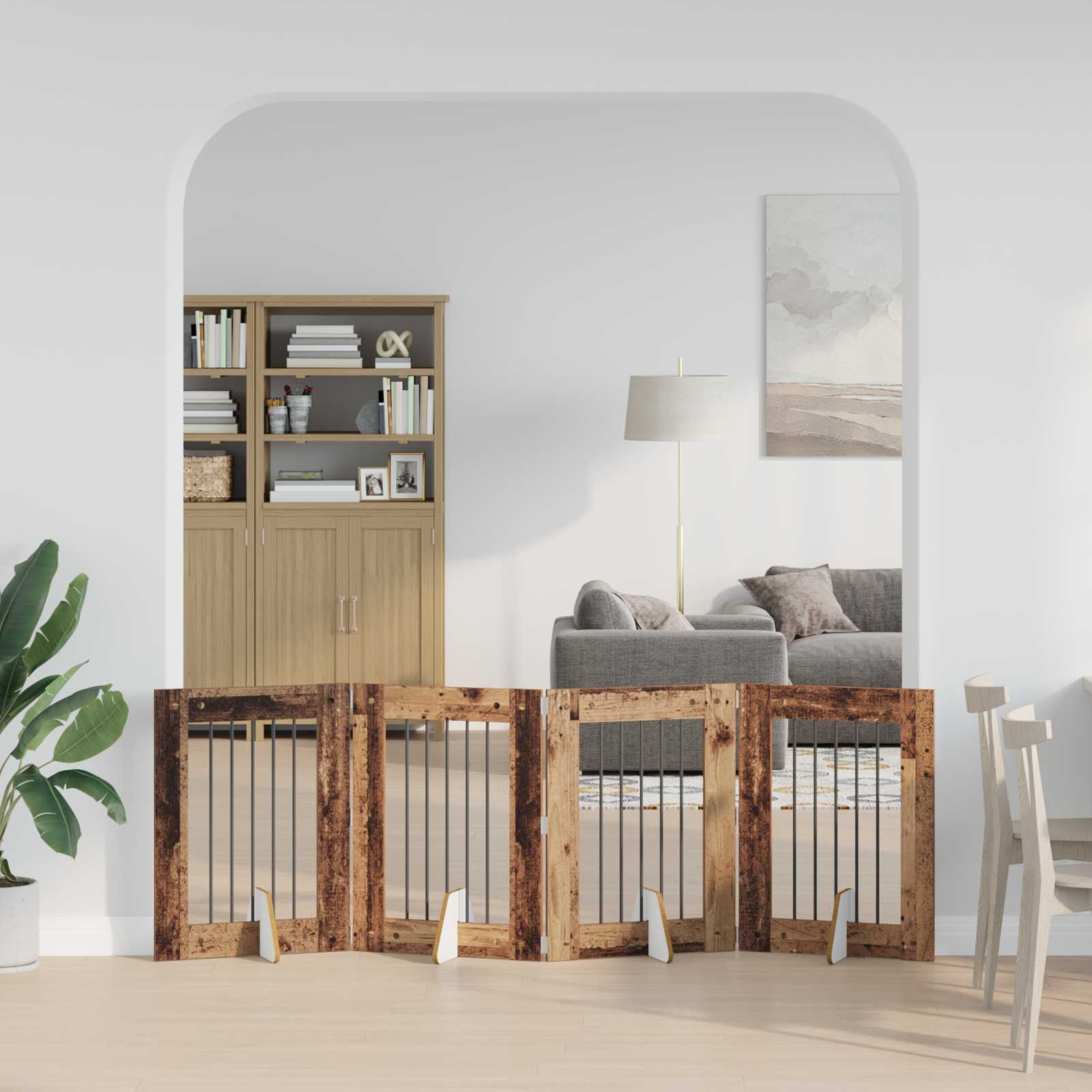 Hondenhekje met standaards 4 pcs Oud hout 60 x 80 cm image 3