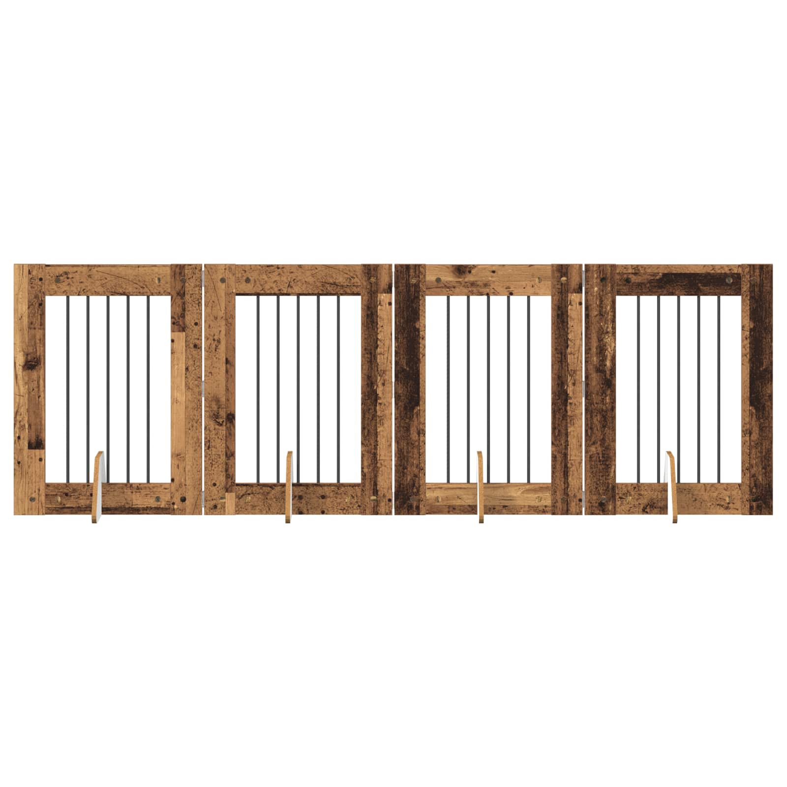 Hondenhekje met standaards 4 pcs Oud hout 60 x 80 cm image 2
