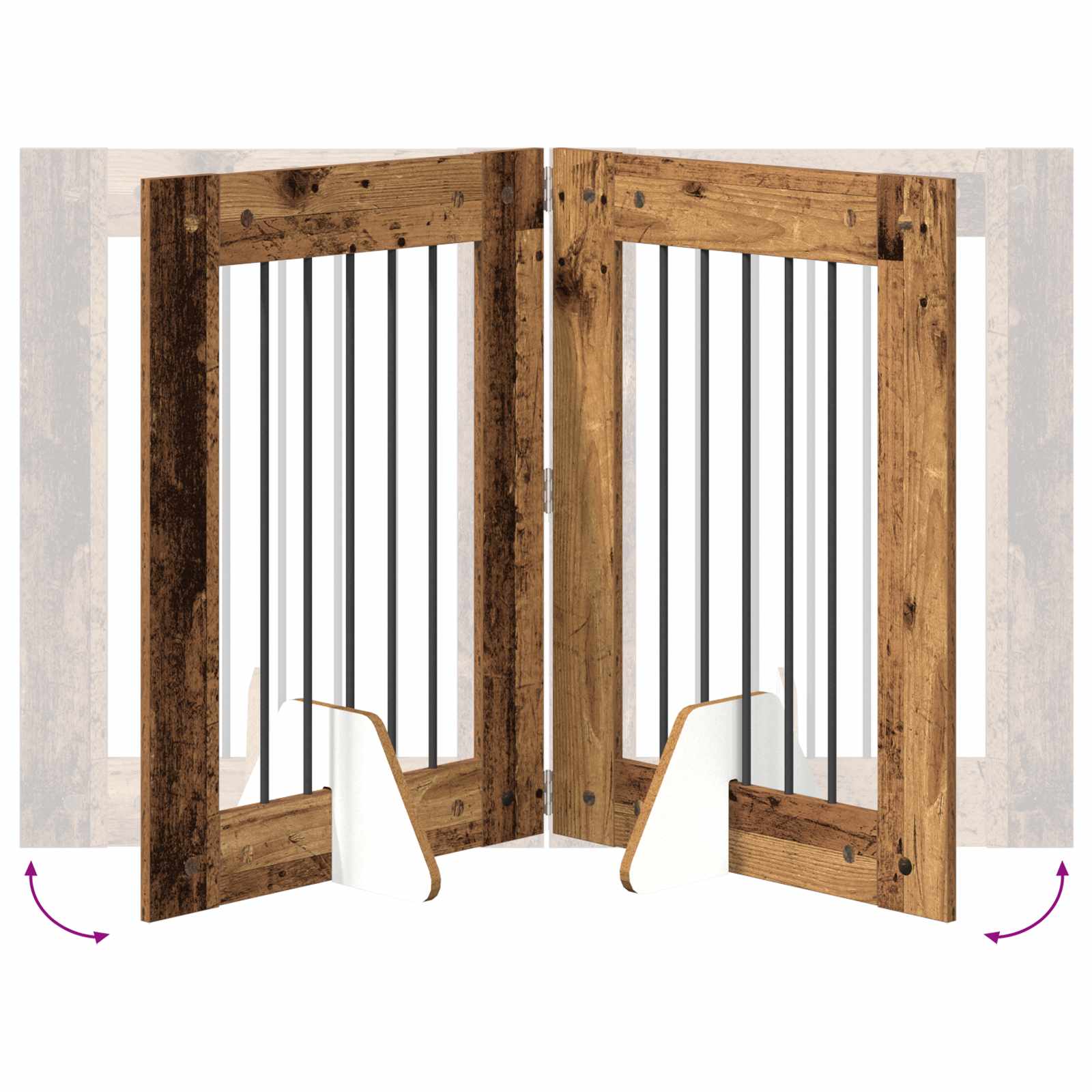 Hondenhekje met standaards 4 pcs Oud hout 60 x 80 cm image 8