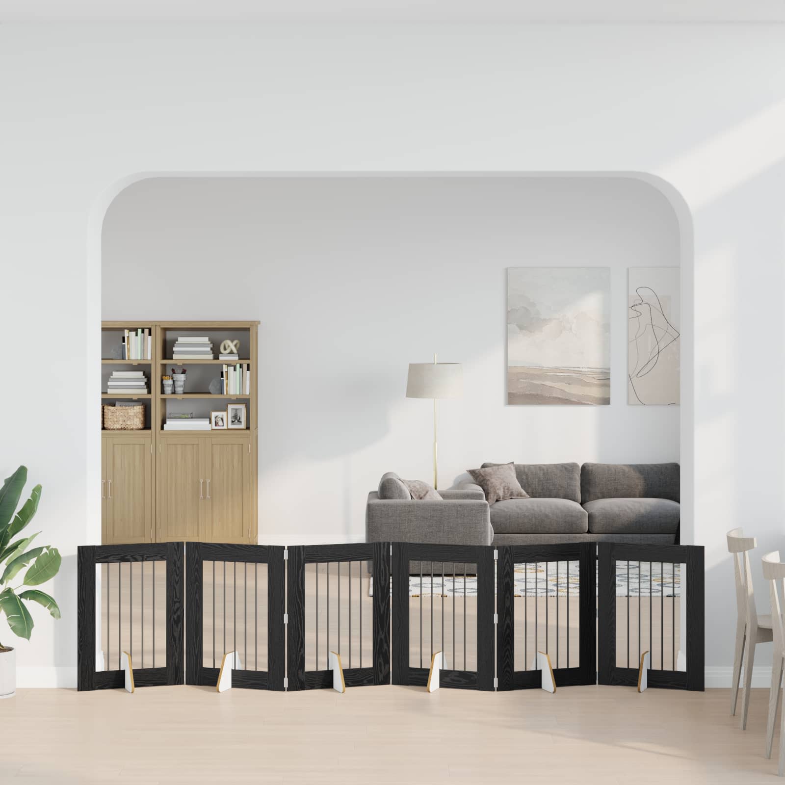 Hondenhekje met standaards 6 pcs Zwart eiken 60 x 80 cm image 3