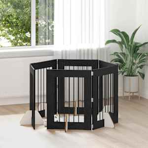 Vrata za pse z stojali 6 pcs Črni hrast 60 x 80 cm