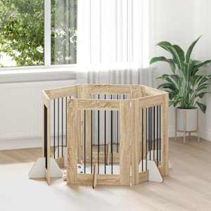 Vrata za pse z stojali 6 pcs Sonoma hrast 60 x 80 cm