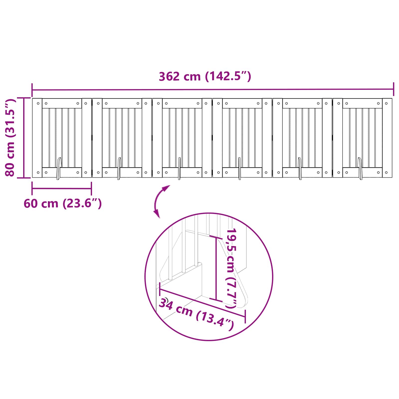 Vrata za pse z stojali 6 pcs Sonoma hrast 60 x 80 cm - slika 12