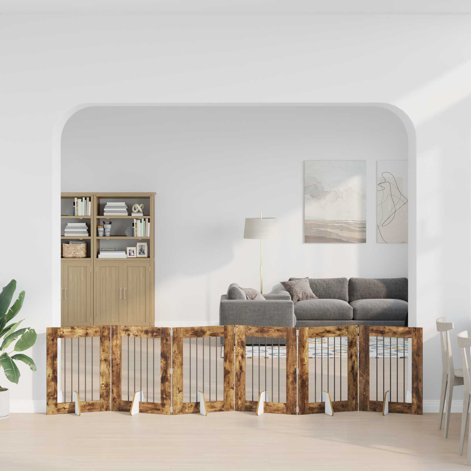 Hondenhekje met standaards 6 pcs Gerookt eiken 60 x 80 cm image 3