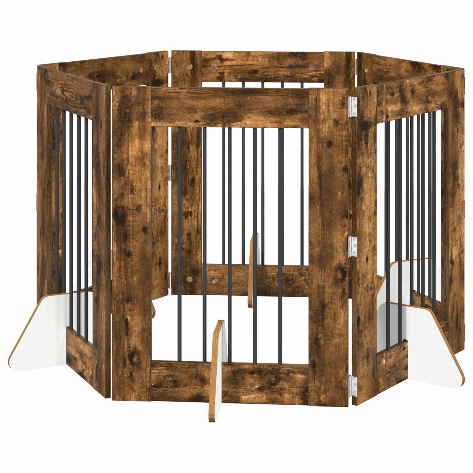 Hondenhekje met standaards 6 pcs Gerookt eiken 60 x 80 cm image 2