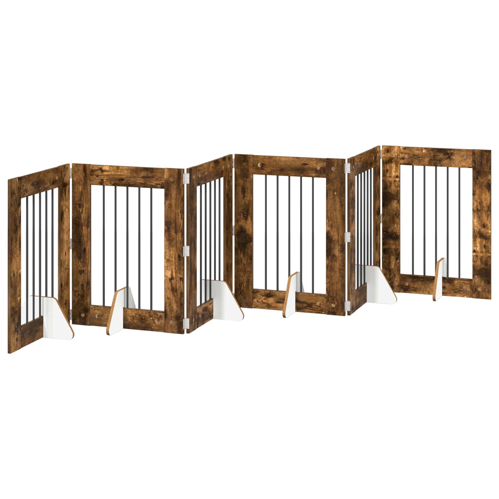 Hondenhekje met standaards 6 pcs Gerookt eiken 60 x 80 cm image 4