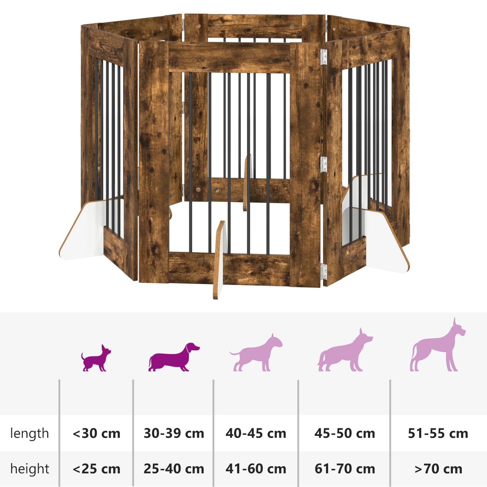 Hondenhekje met standaards 6 pcs Gerookt eiken 60 x 80 cm image 12