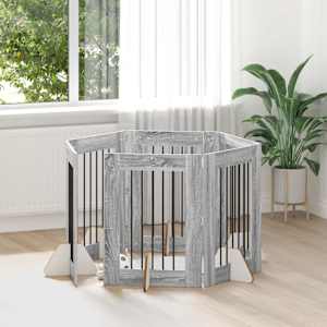 Vrata za pse z stojali 6 pcs Siva Sonoma 60 x 80 cm