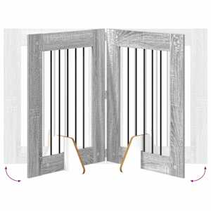 Skládací psí brána se stojany 6 pcs Šedá sonoma 362 cm - obrázek 6