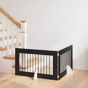 Vrata za pse z stojali 2 pcs Črni hrast 100 x 60 cm