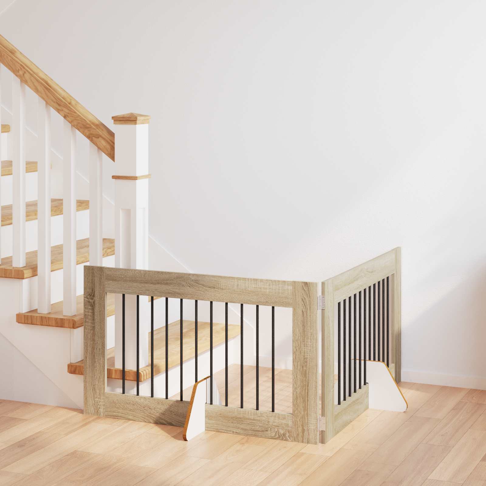 vidaXL Poartă pentru câini cu suporturi 2 pcs Stejar Sonoma