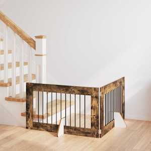 Vrata za pse z stojali 2 pcs Dimljen hrast 100 x 60 cm