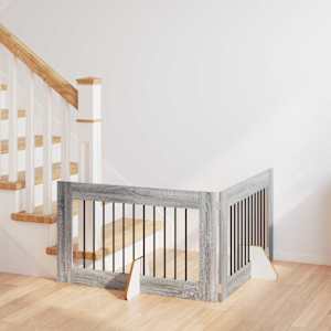 Vrata za pse z stojali 2 pcs Siva Sonoma 100 x 60 cm