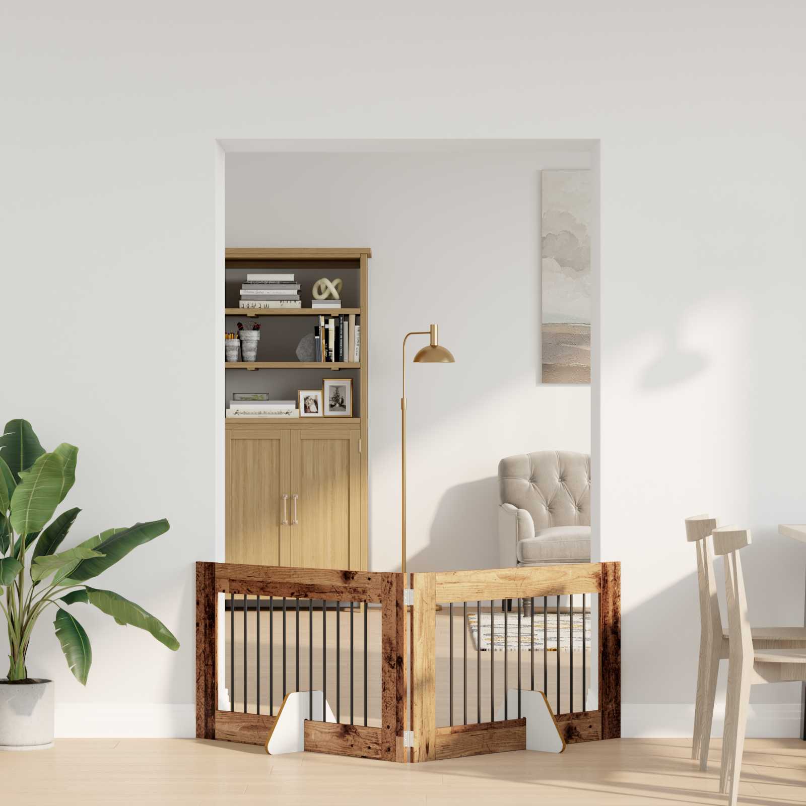 Hondenhekje met standaards 2 pcs Oud hout 100 x 60 cm image 3