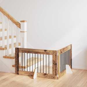 Zábrana pro psy se stojany 2 pcs Staré dřevo 100 x 60 cm - obrázek 1