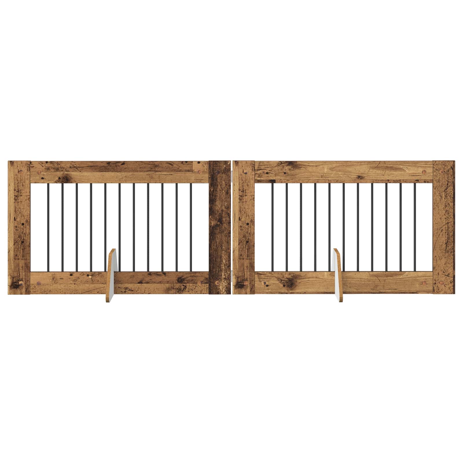 Hondenhekje met standaards 2 pcs Oud hout 100 x 60 cm image 2