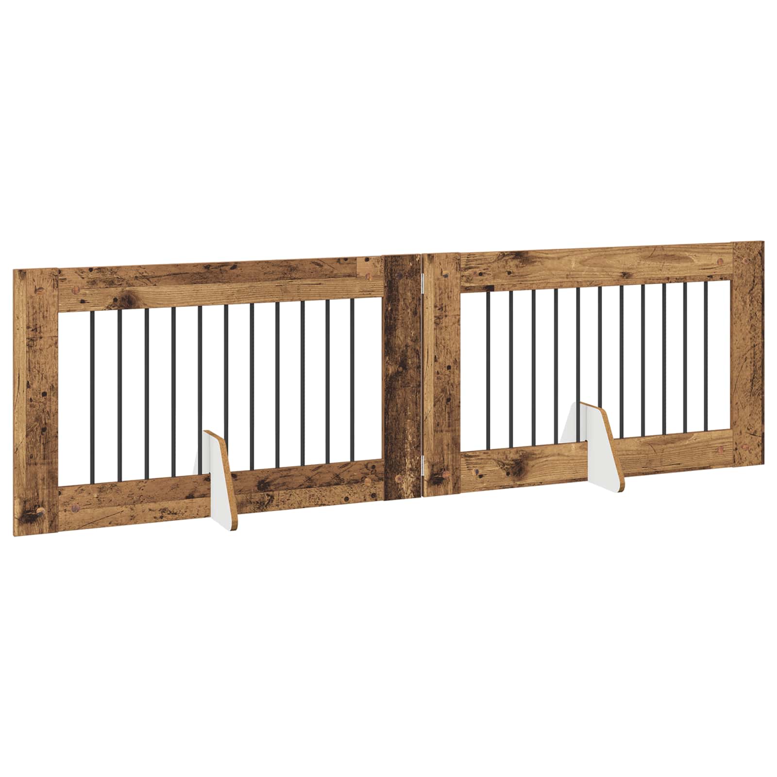 Hondenhekje met standaards 2 pcs Oud hout 100 x 60 cm image 4