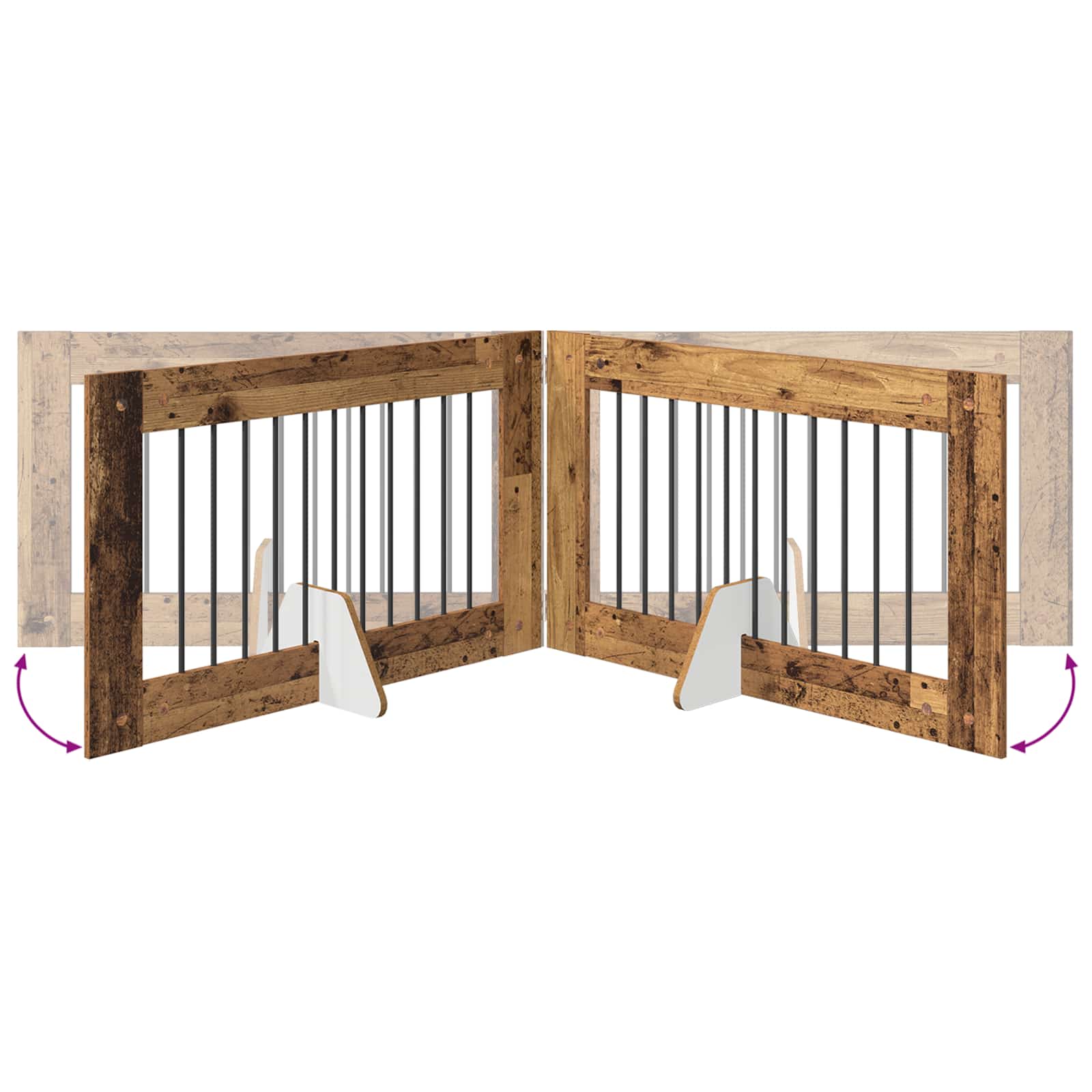 Hondenhekje met standaards 2 pcs Oud hout 100 x 60 cm image 8