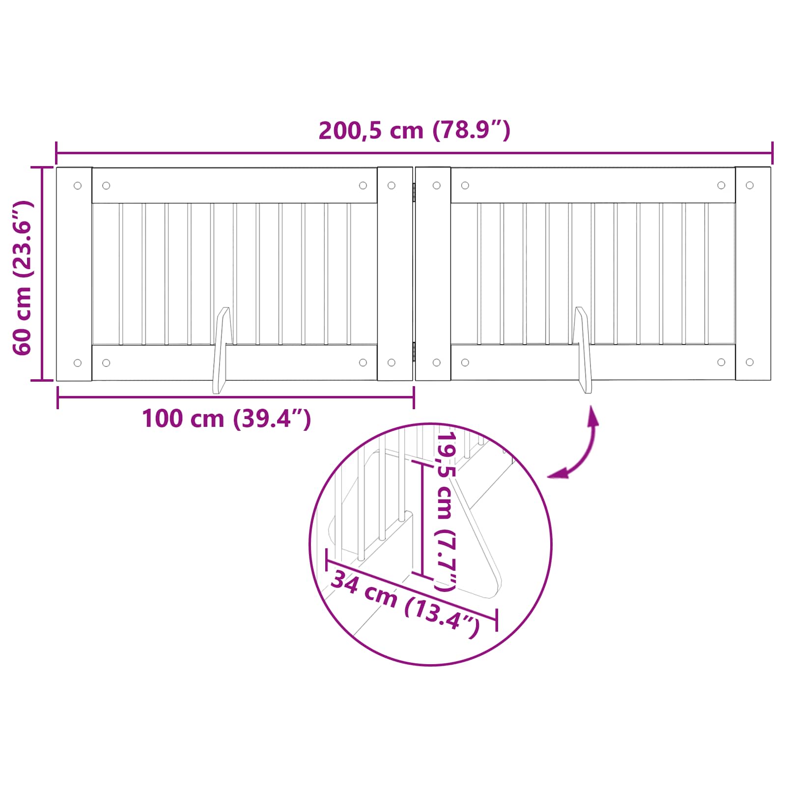 Hondenhekje met standaards 2 pcs Oud hout 100 x 60 cm image 10