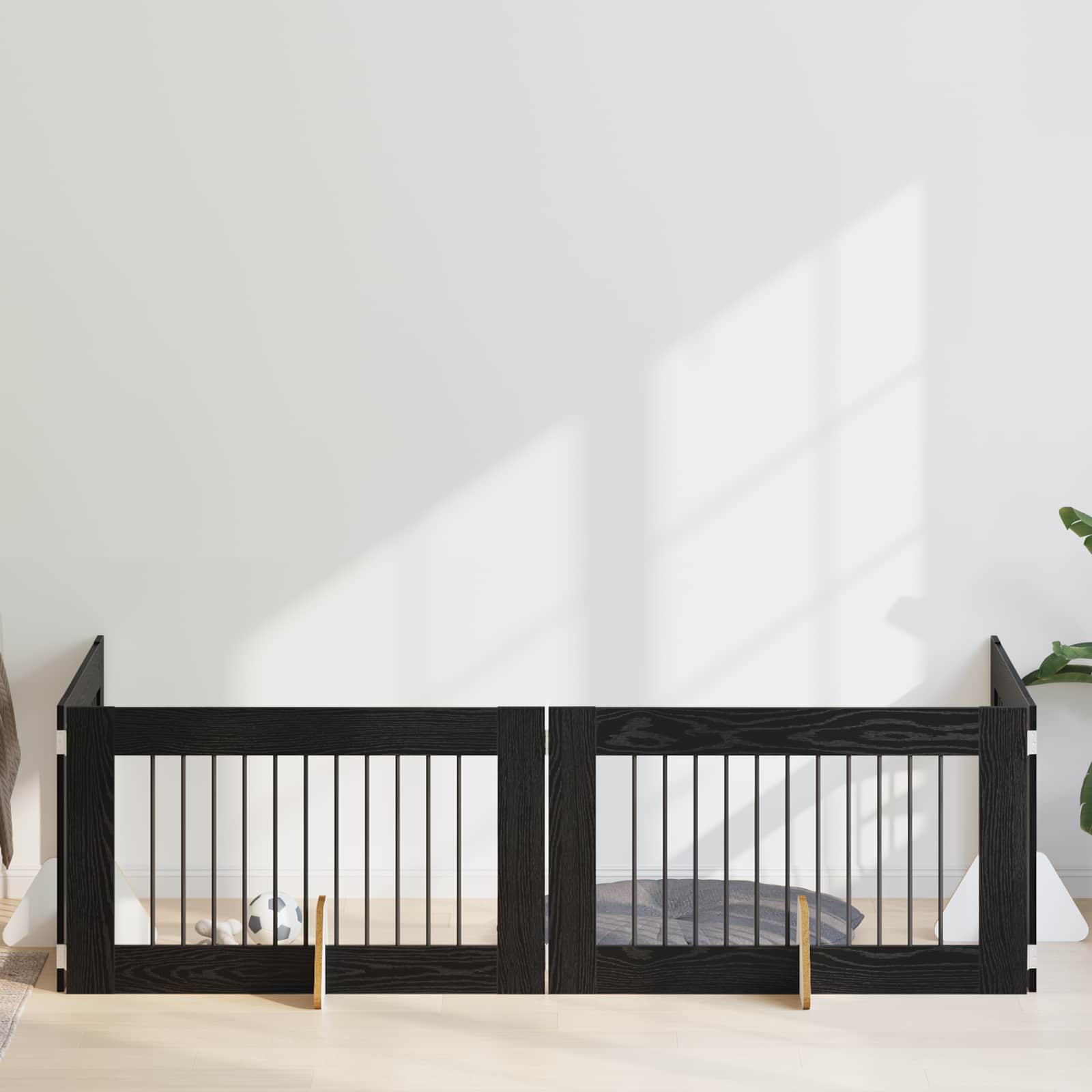 vidaXL Poartă pentru câini cu suporturi 4 pcs Stejar Negru 100 x 60 cm