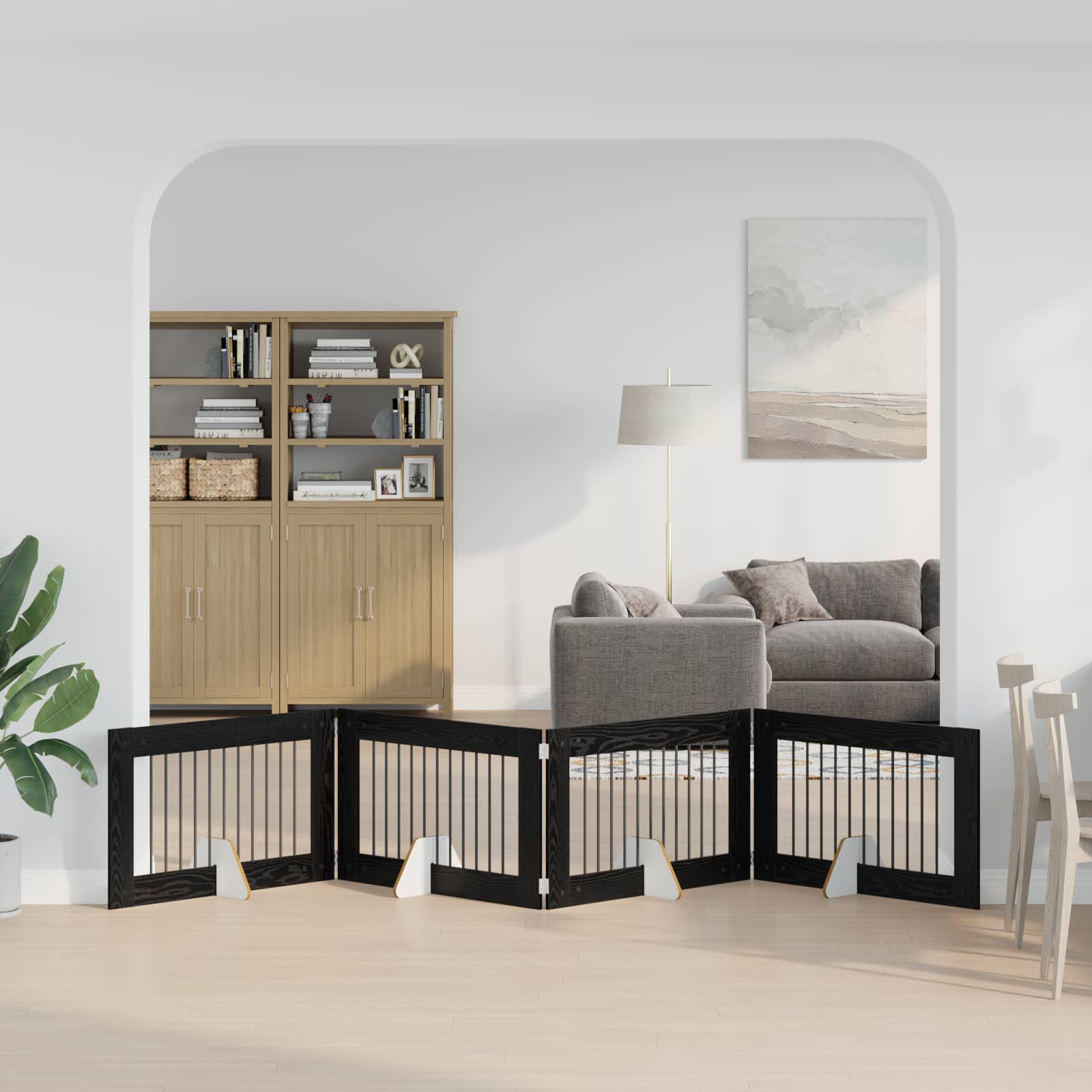 Hondenhekje met standaards 4 pcs Zwart eiken 100 x 60 cm image 3