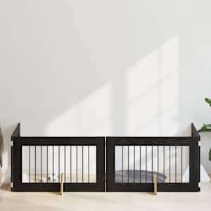 Vrata za pse z stojali 4 pcs Črni hrast 100 x 60 cm