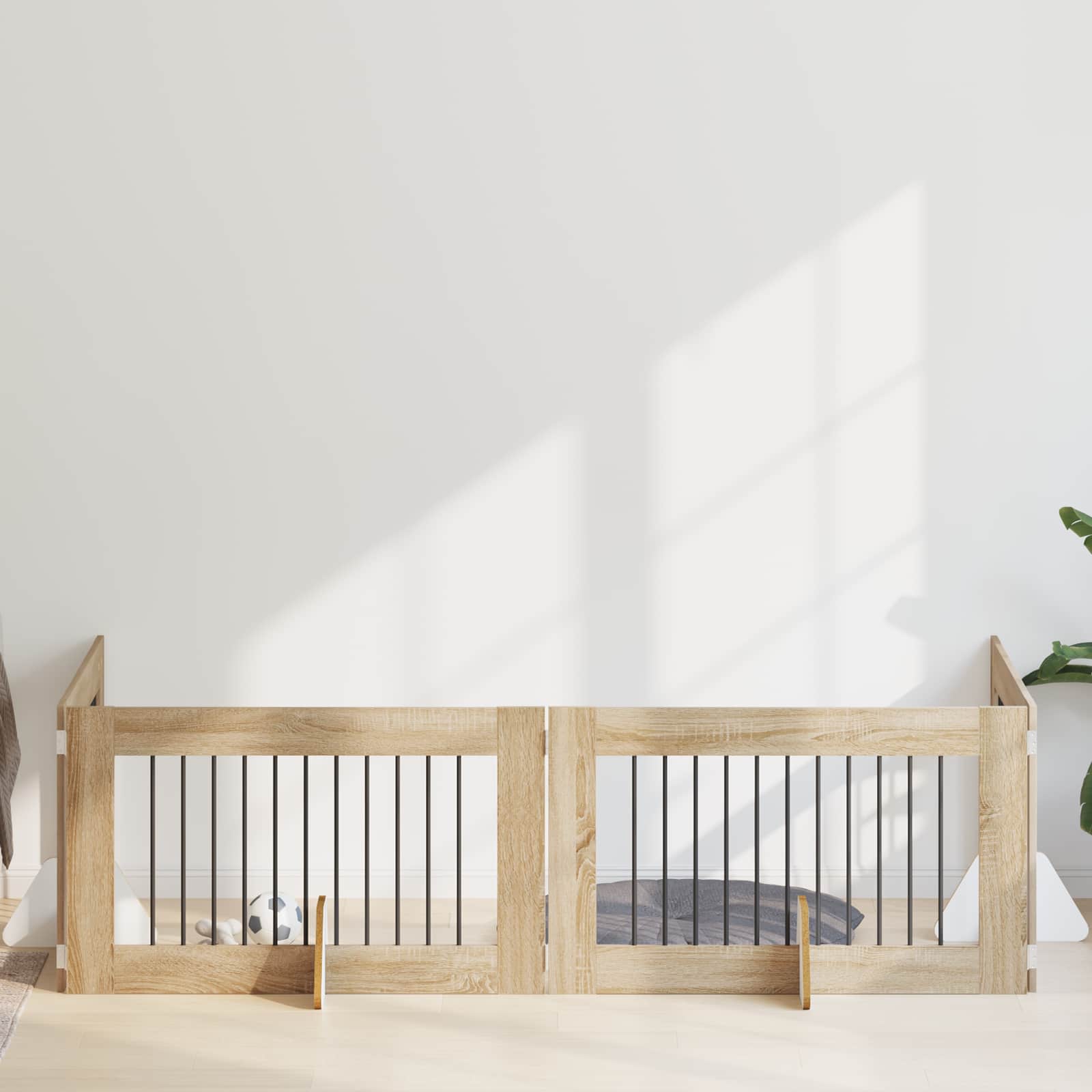 vidaXL Poartă pentru câini cu suporturi 4 pcs Stejar Sonoma