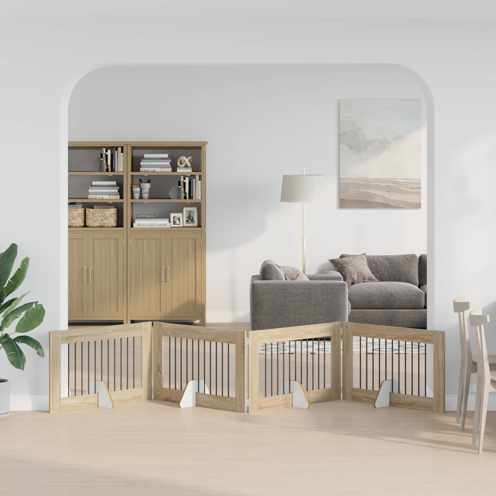 Vrata za pse z stojali 4 pcs Sonoma hrast 100 x 60 cm - slika 3