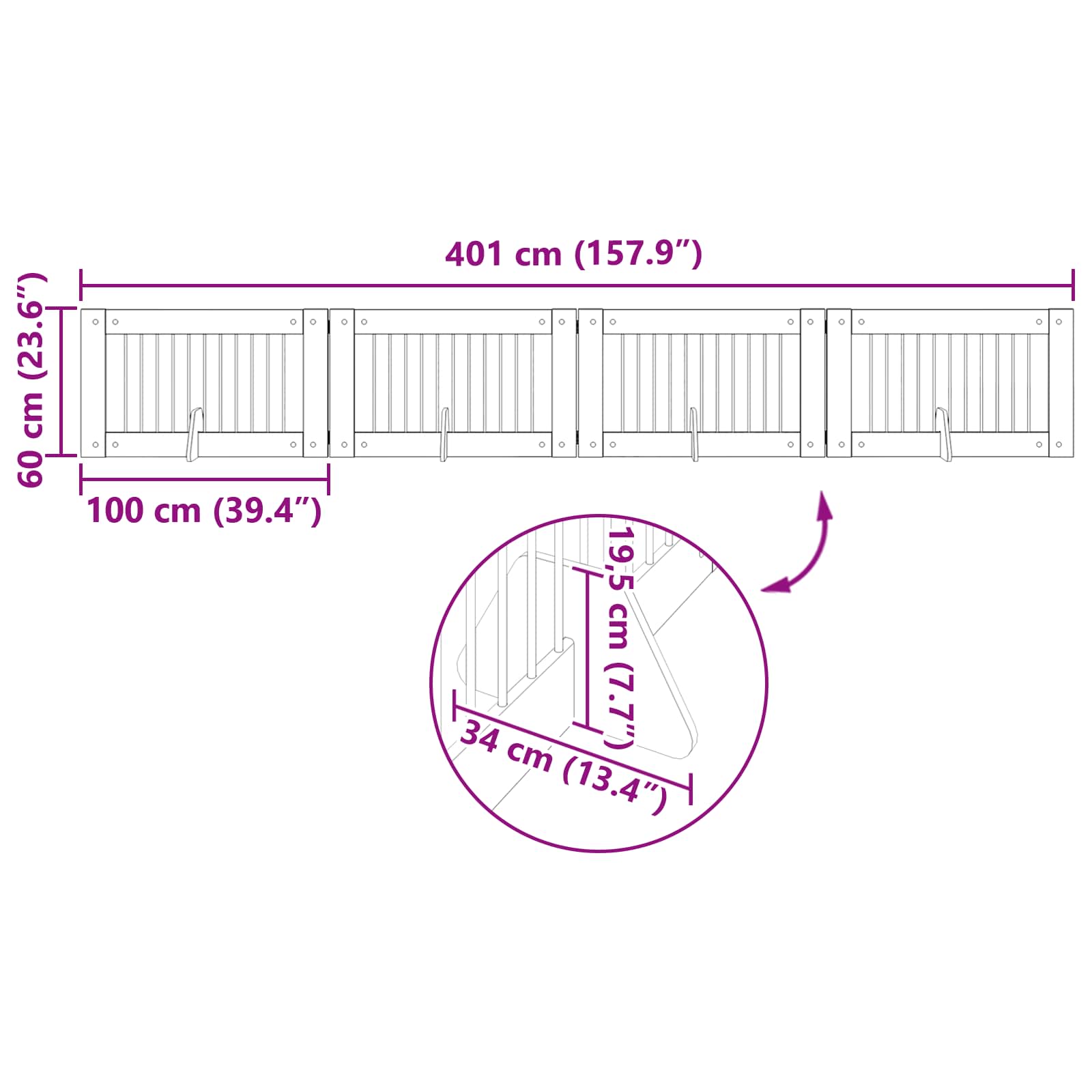 Vrata za pse z stojali 4 pcs Sonoma hrast 100 x 60 cm - slika 10