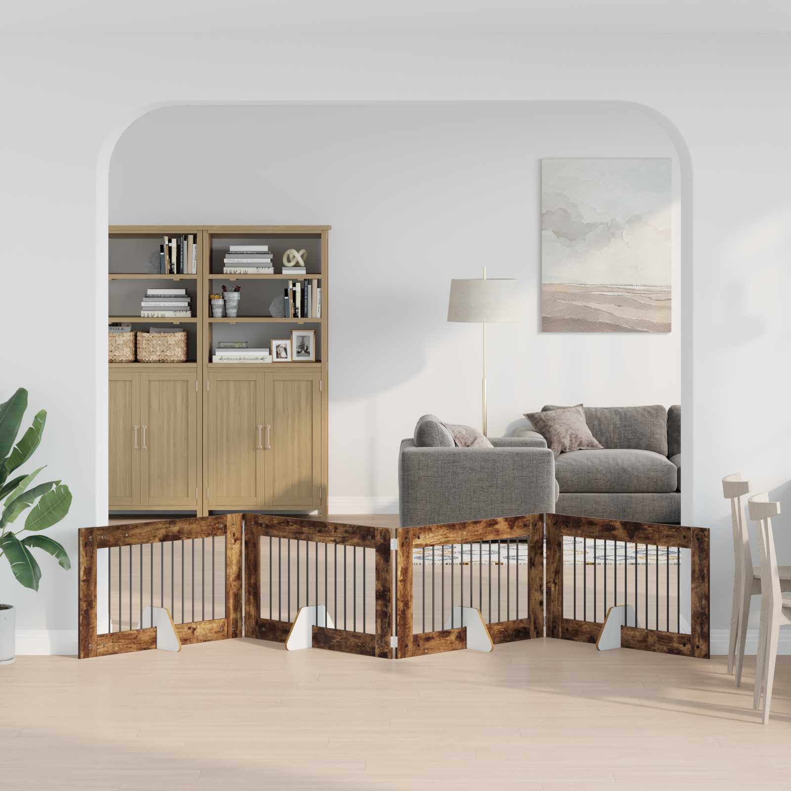 Hondenhekje met standaards 4 pcs Gerookt eiken 100 x 60 cm image 3