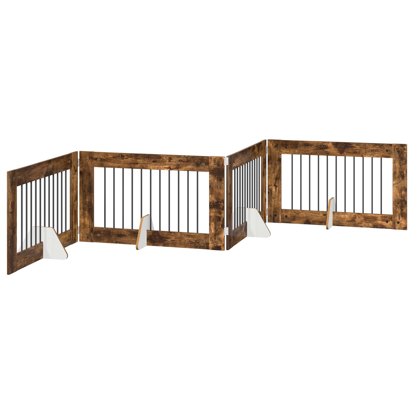 Hondenhekje met standaards 4 pcs Gerookt eiken 100 x 60 cm image 4