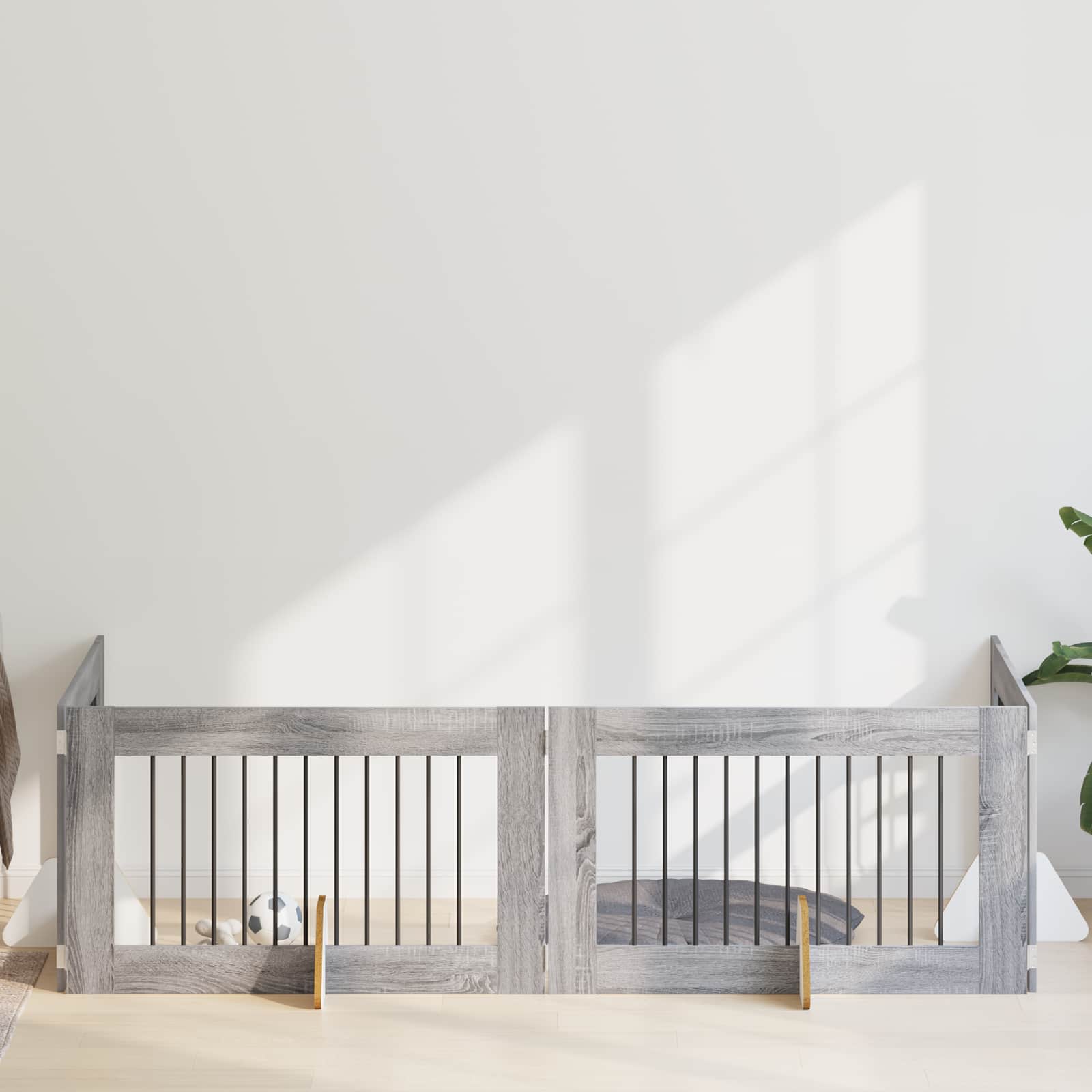 vidaXL Poartă pentru câini cu suporturi 4 pcs Sonoma gri 100 x 60 cm