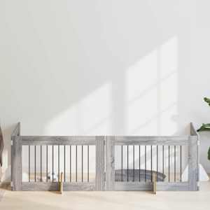 Vrata za pse z stojali 4 pcs Siva Sonoma 100 x 60 cm