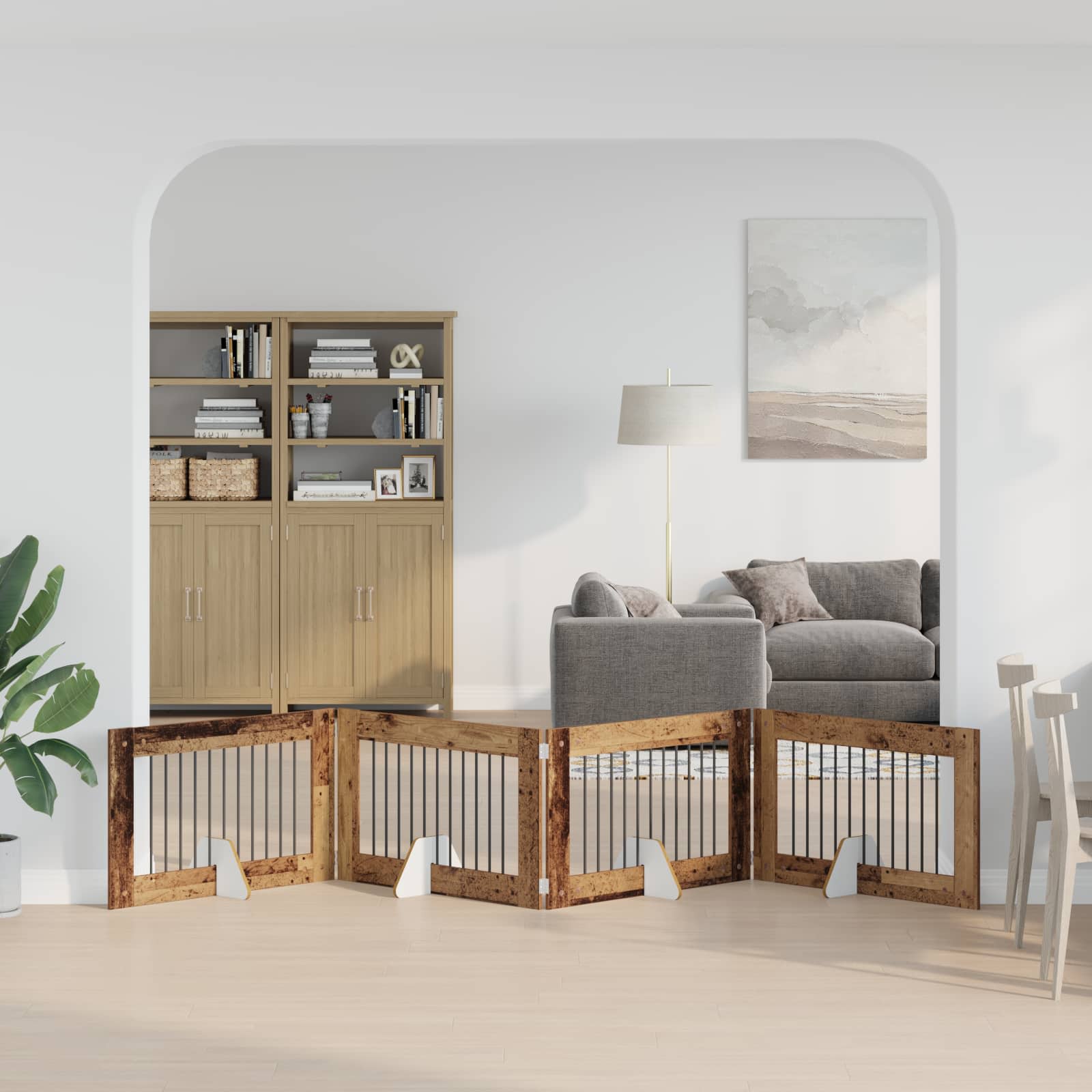 Hondenhekje met standaards 4 pcs Oud hout 100 x 60 cm image 3