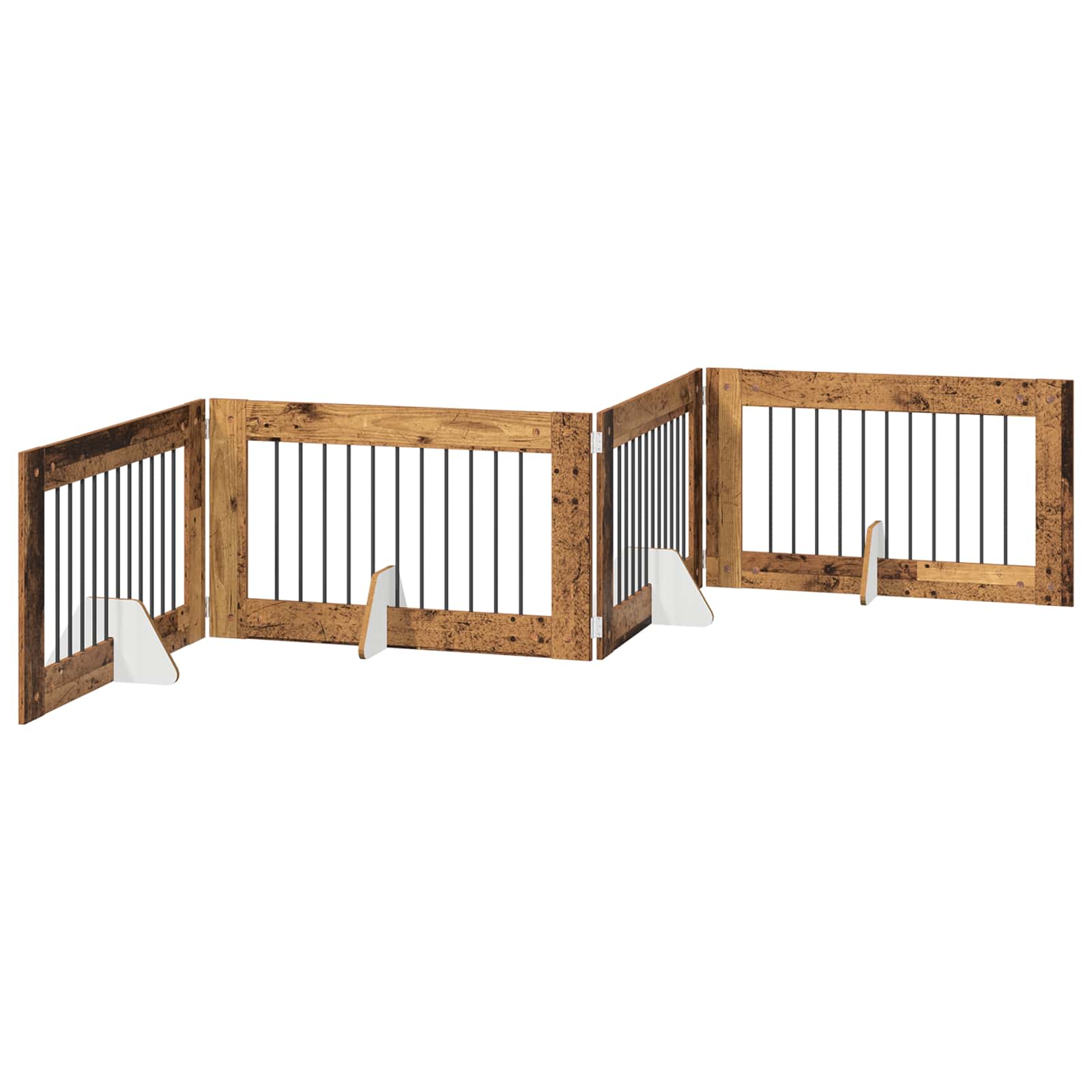 Hondenhekje met standaards 4 pcs Oud hout 100 x 60 cm image 4