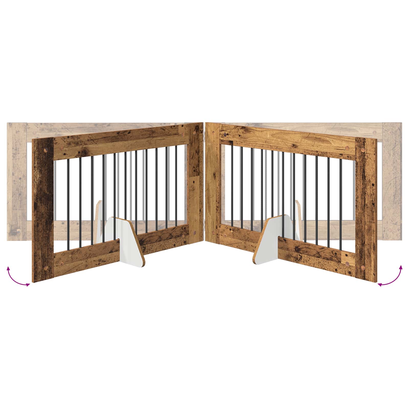 Hondenhekje met standaards 4 pcs Oud hout 100 x 60 cm image 8