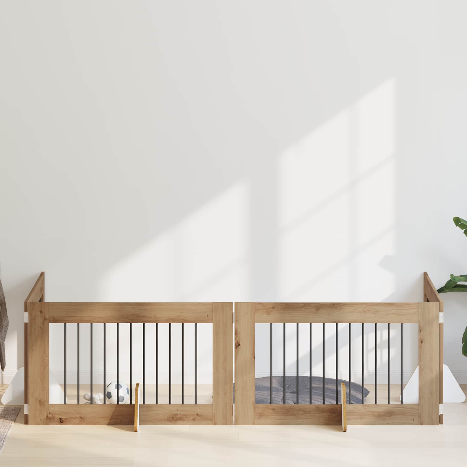 vidaXL Poartă pentru câini cu suporturi 4 pcs Stejar Artizanal