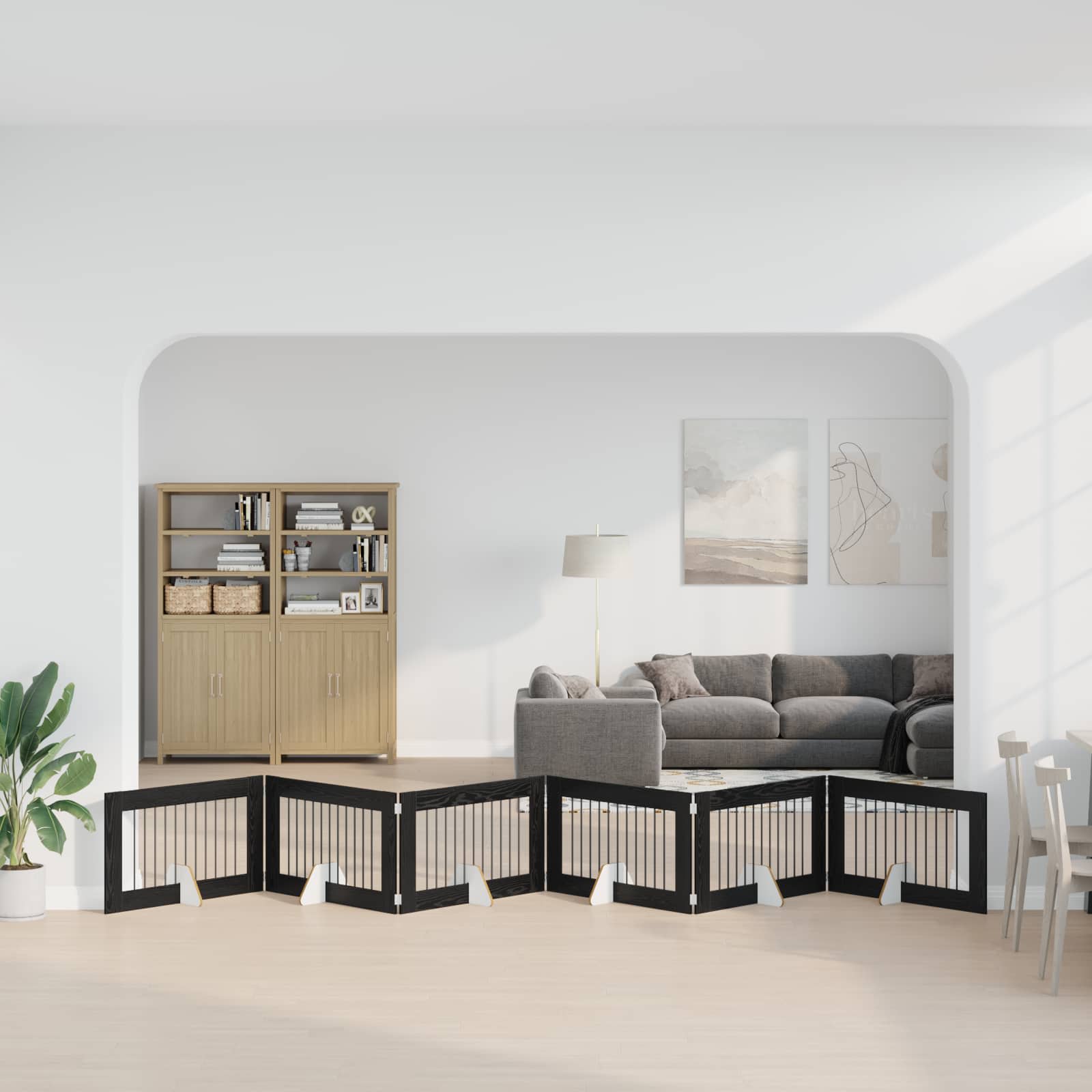 Hondenhekje met standaards 6 pcs Zwart eiken 100 x 60 cm image 3