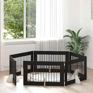 Vrata za pse z stojali 6 pcs Črni hrast 100 x 60 cm