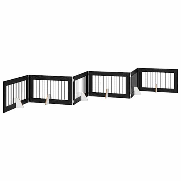 vidaXL Kokkupandav koerte v&auml;rav statiividega 6 tk Must tamm 602 cm