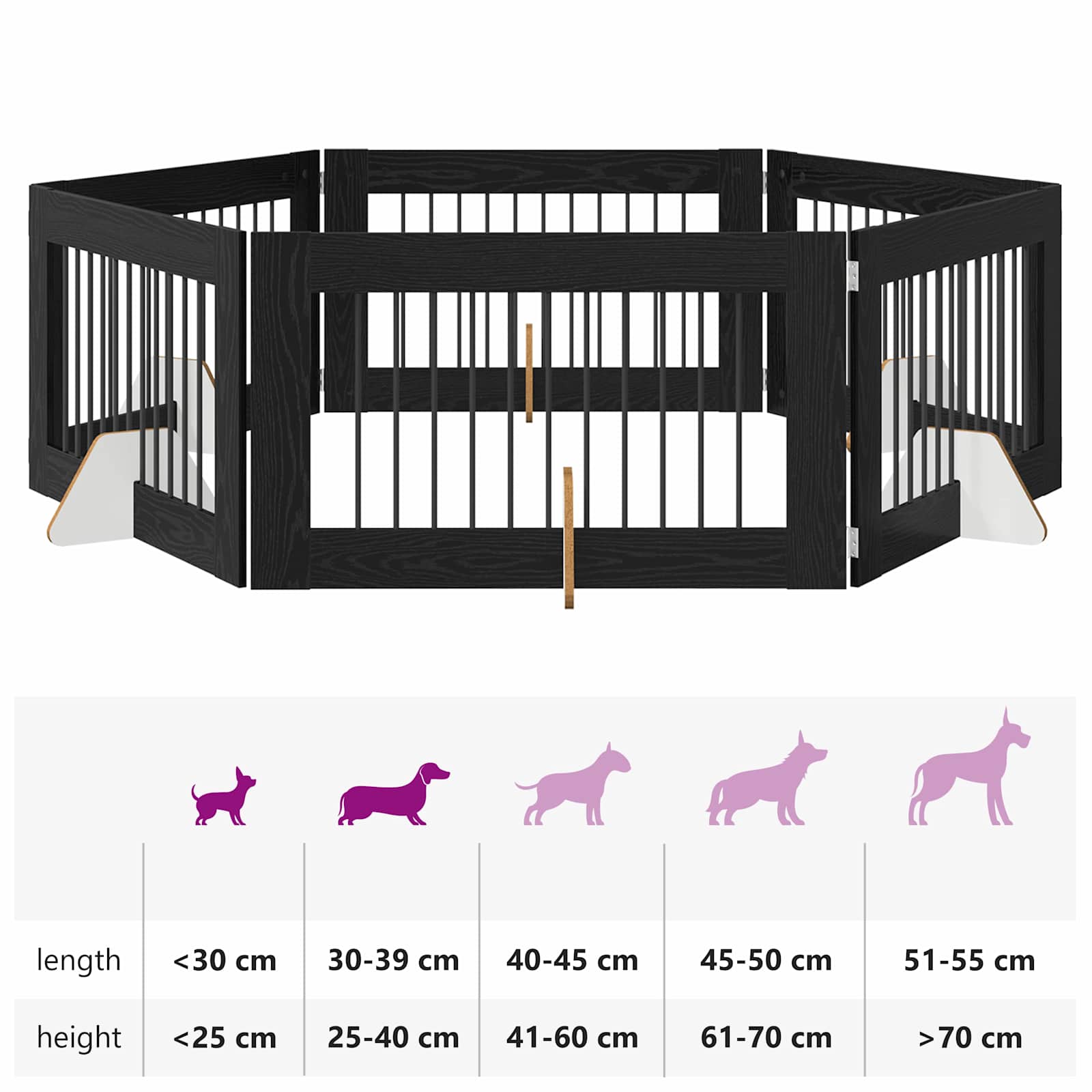 Hondenhekje met standaards 6 pcs Zwart eiken 100 x 60 cm image 12